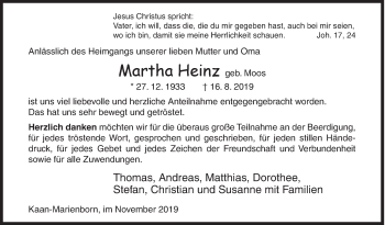Traueranzeige von Martha Heinz von Siegener Zeitung