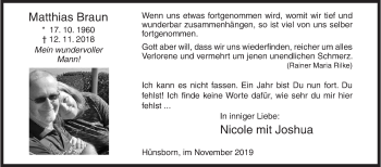 Traueranzeige von Matthias Braun von Siegener Zeitung