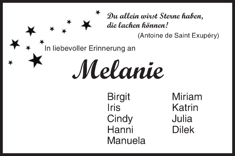  Traueranzeige für Melanie Beul vom 09.11.2019 aus Siegener Zeitung