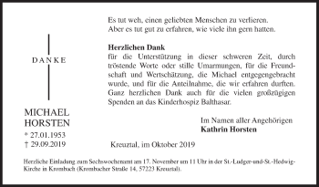 Traueranzeige von Michael Horsten von Siegener Zeitung