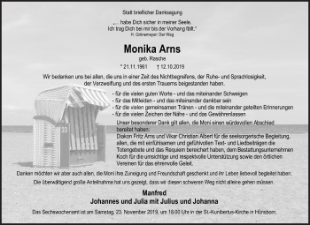 Traueranzeige von Monika Arns von Siegener Zeitung