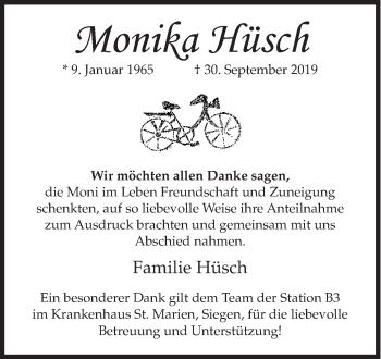 Traueranzeige von Monika Hüsch von Siegener Zeitung