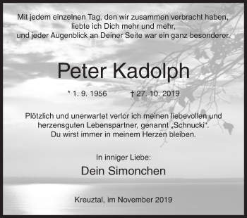 Traueranzeige von Peter Kadolph von Siegener Zeitung
