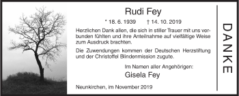 Traueranzeige von Rudi Fey von Siegener Zeitung
