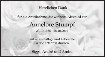 Traueranzeige von Annelore Stumpf von Siegener Zeitung
