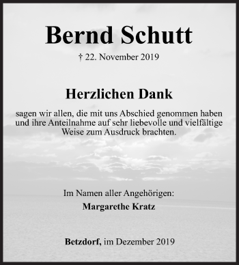Traueranzeige von Bernd Schutt von Siegener Zeitung