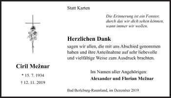 Traueranzeige von Ciril Mežnar von Siegener Zeitung