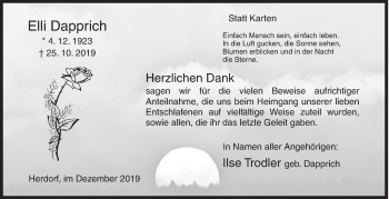 Traueranzeige von Elli Dapprich von Siegener Zeitung