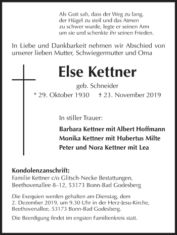 Traueranzeige von Else Kettner von Siegener Zeitung