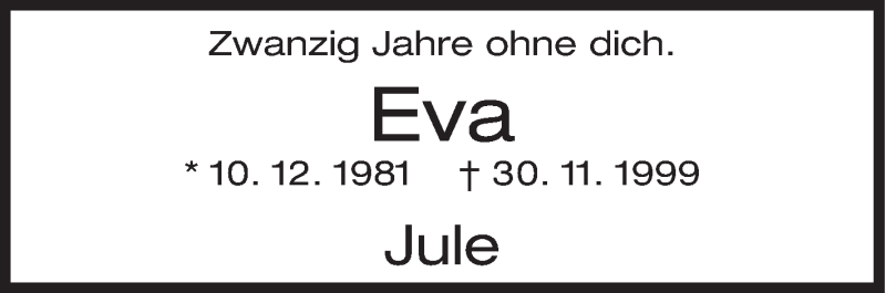 Traueranzeige für Eva  vom 30.11.2019 aus Siegener Zeitung
