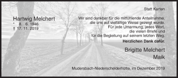 Traueranzeige von Hartwig Melchert von Siegener Zeitung