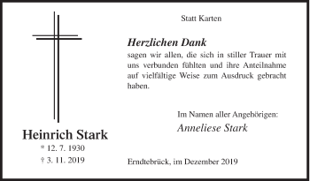 Traueranzeige von Heinrich Stark von Siegener Zeitung