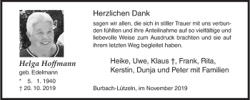 Traueranzeige von Helga Hoffmann von Siegener Zeitung