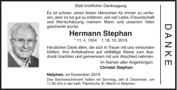 Traueranzeige von Hermann Stephan von Siegener Zeitung