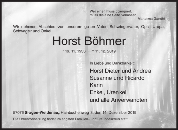 Traueranzeige von Horst Böhmer von Siegener Zeitung