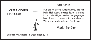 Traueranzeige von Horst Schäfer von Siegener Zeitung