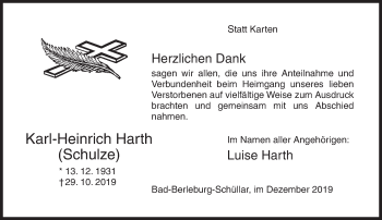 Traueranzeige von Karl-Heinrich Harth von Siegener Zeitung