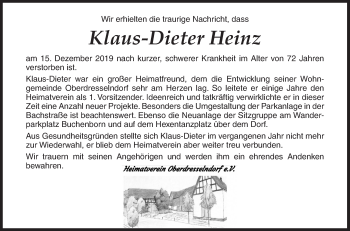 Traueranzeige von Klaus-Dieter Heinz von Siegener Zeitung
