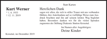 Traueranzeige von Kurt Werner von Siegener Zeitung