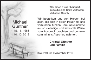 Traueranzeige von Michael Günther von Siegener Zeitung