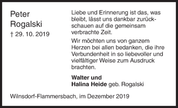 Traueranzeige von Peter Rogalski von Siegener Zeitung