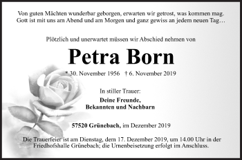 Traueranzeige von Petra Born von Siegener Zeitung