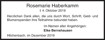 Traueranzeige von Rosemarie Haberkamm von Siegener Zeitung