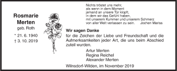 Traueranzeige von Rosmarie Merten von Siegener Zeitung