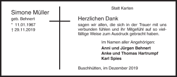 Traueranzeige von Simone Müller von Siegener Zeitung
