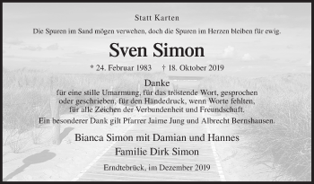 Traueranzeige von Sven Simon von Siegener Zeitung