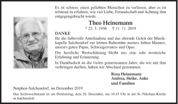 Traueranzeige von Theo Heinemann von Siegener Zeitung