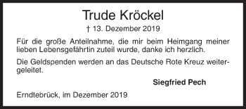 Traueranzeige von Trude Kröckel von Siegener Zeitung