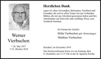 Traueranzeige von Werner Vierbuchen von Siegener Zeitung