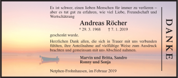 Traueranzeige von Andreas Röcher von Siegener Zeitung