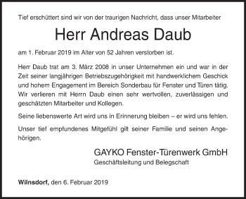 Traueranzeige von Andreeas Daub von Siegener Zeitung