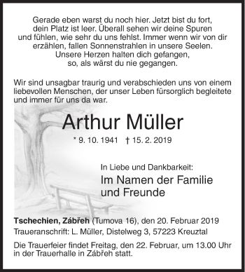 Traueranzeige von Arthur Müller von Siegener Zeitung
