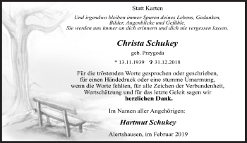 Traueranzeige von Christa Schukey von Siegener Zeitung