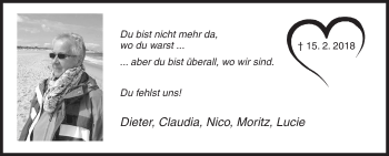 Traueranzeige von Du fehlst  von Siegener Zeitung