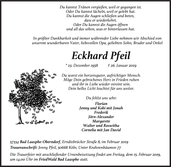 Traueranzeige von Eckhard Pfeil von Siegener Zeitung