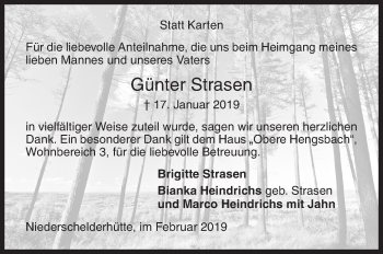 Traueranzeige von Günter Strasen von Siegener Zeitung
