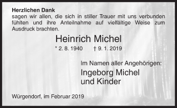 Traueranzeige von Heinrich Michel von Siegener Zeitung