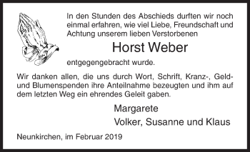 Traueranzeige von Horst Weber von Siegener Zeitung