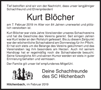 Traueranzeige von Kurt Blöcher von Siegener Zeitung