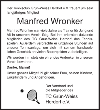 Traueranzeige von Manfred Wronker von Siegener Zeitung
