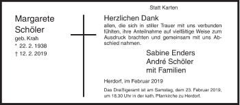 Traueranzeige von Margarete Schöler von Siegener Zeitung