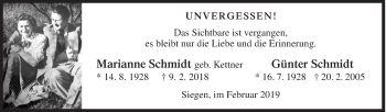 Traueranzeige von Marianne und Günter Schmidt von Siegener Zeitung