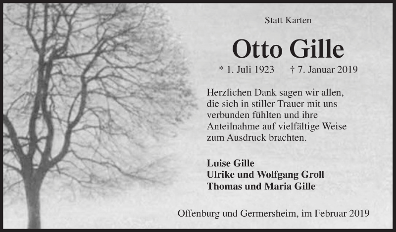  Traueranzeige für Otto Gille vom 06.02.2019 aus Siegener Zeitung