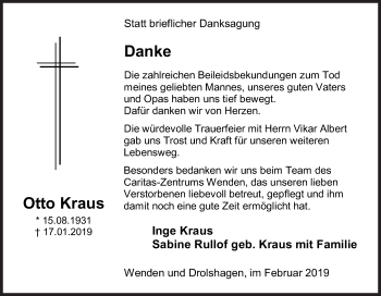Traueranzeige von Otto Kraus von Siegener Zeitung