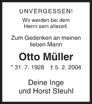 Traueranzeige von Otto Müller von Siegener Zeitung