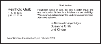 Traueranzeige von Reinhold Gräb von Siegener Zeitung